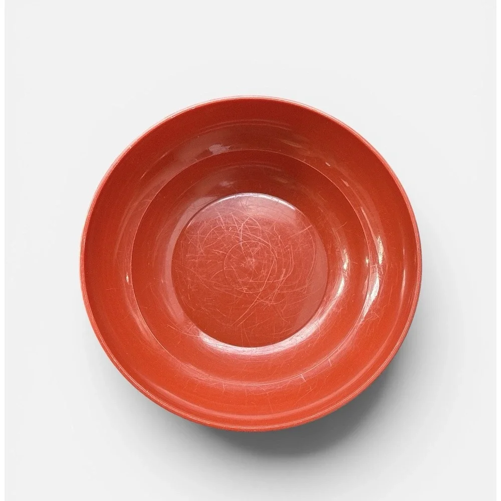 Vintage Tupperware Cereal Bowl Orange #155 with Lid 6 Inch 1970s Retro Kitchen
